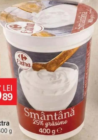 Smântână Carrefour Extra 25% grăsime, 400 g
