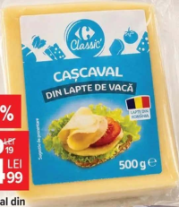 Cașcaval din lapte de vacă, Carrefour Classic 500 g