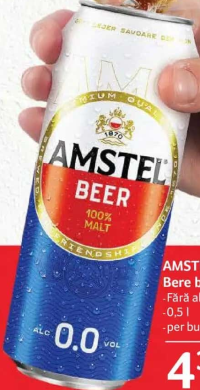 AMSTEL Bere blondă Fără alcool 0,5 l