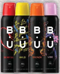 B.U. Deodorant spray trendy/wild/heartbeat/vibe 150ml