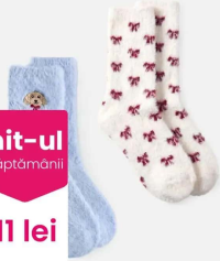 Șosete groase pufoase fete, 2 perechi măr. 23-38