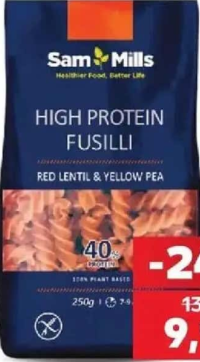 SAM MILLS Fusilli / penne fără gluten linte - mazăre / năut - mazăre 250 g