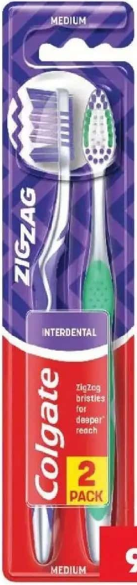 COLGATE Periuță de dinți zig-zag medium 2 buc