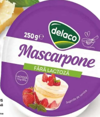 Delaco Mascarpone fără lactoză 39% grăsime 250g