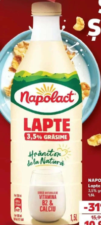 Napolact Lapte 3,5% grăsime 1,5L