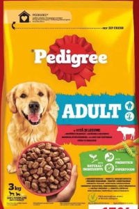 Pedigree Hrană uscată câini vită / pui și legume 3 kg