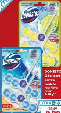 DOMESTOS Odorizant pentru toaletă rose / lime / ocean 2x50 g