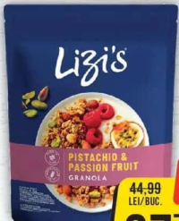 LIZI'S GRANOLA CU FRUCTUL PASIUNII ȘI FISTIC, 400G