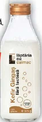 LĂPTĂRIA CU CAIMAC Kefir Gingaș fără lactoză, 1.6% grăsime, 375g