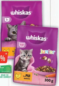 Whiskas Hrană uscată pentru pisici adulte, cu pui / pentru pui de pisică, cu pui, 300g