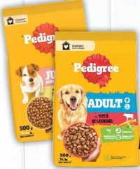 Pedigree Hrană uscată pentru câini Junior, pasăre & legume / câini adulți, vită și legume, 500g