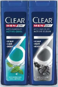 Clear Men Șampon, 3 în 1, active cool / active clean / împotriva căderii părului / intense hydration