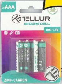 Tellur Baterie Endura Cell Zinc-Carbon, AAA R03, 1.5V, 4 buc./set