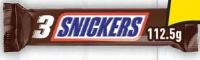 Snickers Batoane de ciocolată cu nuga, caramel și arahide 3x37.5g