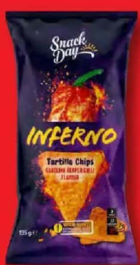 Snack Day Tortilla Chips cu aromă de Carolina Reaper Chili 135 g