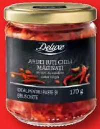 DELUXE Ardei iuți măcinați, în ulei de măsline extravirgin 170 g