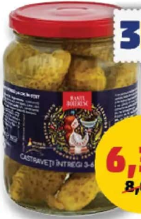 Hanul Boieresc Castraveți întregi în oțet 3-6 cm 670 g