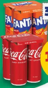 Coca-Cola Regular / Fanta Portocale 4 x 330 ml