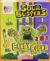 Sweet 'n Fun Sour Busters Drops candy rocks 3in1 60 g