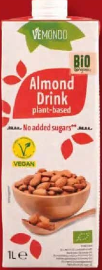 Vemondo Băutură vegană bio neîndulcită pe bază de migdale 1L