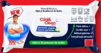 Cool & Clean Șervețele umede pentru suprafețe oțet și bicarbonat 100 buc.