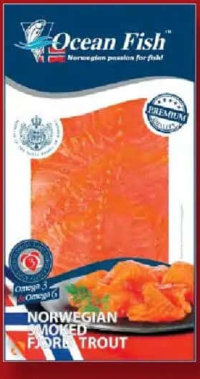 OCEAN FISH File de păstrăv somonat afumat, feliat 100 g