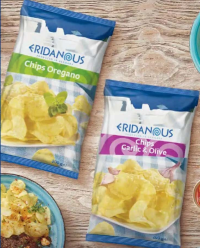 ERIDANOUS Chipsuri din cartofi cu oregano / măsline și usturoi 200 g