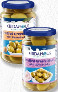 ERIDANOUS Măsline verzi umplute usturoi / migdale 200 g