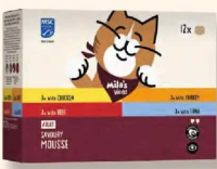 MILA'S WORLD Hrană umedă, mousse pentru pisici carne și pește 12 x 85 g