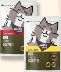 MILA'S WORLD Supă pentru pisici pui și legume / vită și legume 85 g