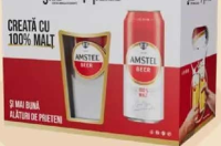 AMSTEL Bere doză 5 x 0.5 L SGR + pahar