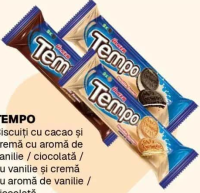 Tempo Biscuiți cu cacao și cremă cu aromă de vanilie / ciocolată / cu vanilie și cremă cu aromă de v