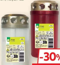 Candelă plastic cu capac 45h, roșu/alb