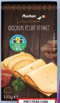 Auchan La Masă în România Cașcaval Felii Afumat 100g
