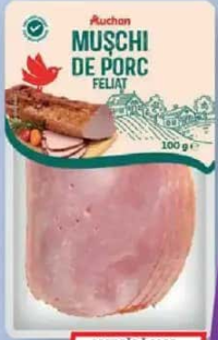Auchan Mușchi Fiert Afumat Felii 100g