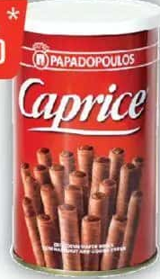 Caprice Rulouri din napolitană cu cremă de alune de pădure și cacao, 115g