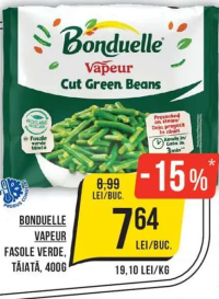 Bonduelle Vapeur Fasole Verde Tăiată, 400g
