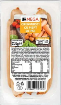 Mega Crenvurști cu piept de pui 250g