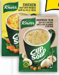 Knorr Cup a Soup Supă de ciuperci cu crutoane, 15g / de pui cu tăiței, 12g