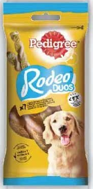 Pedigree Recompensă pentru câini, Rodeo Duos, aromă de pui și șuncă, 123g