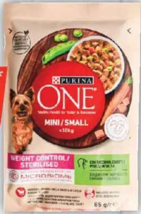 Purina One Mini Hrană pentru câini, curcan & morcovi, 85g