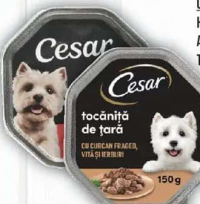 Cesar Hrană umedă completă pentru câini adulți, cu vită și ficat suculente / tocăniță de țară, 150g