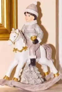 Figurină decorativă cal balansoar detalii aurii