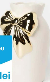 Vază ceramică crem cu fundă aurie