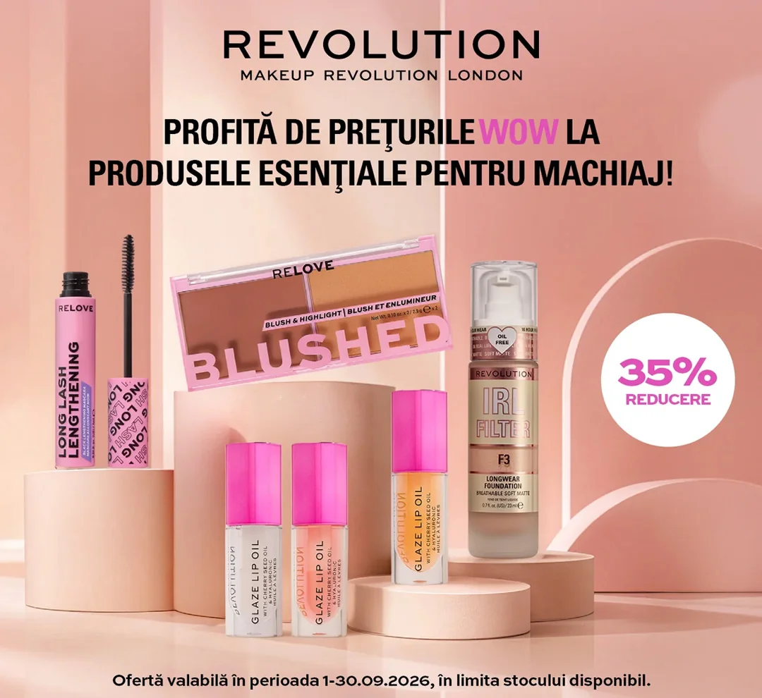 Dr. Max: 35% reducere la produsele Revolution pentru machiaj
